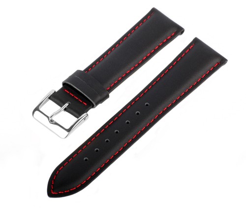 Uhren lederarmband schwarz rot - lederarmband, schwarz-rot