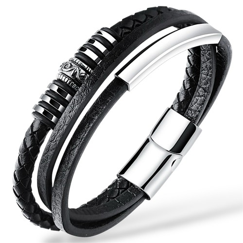 Armband herren leder - armband, edelstahl