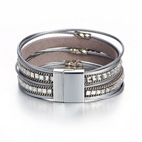 Kunstlederarmband grau silber