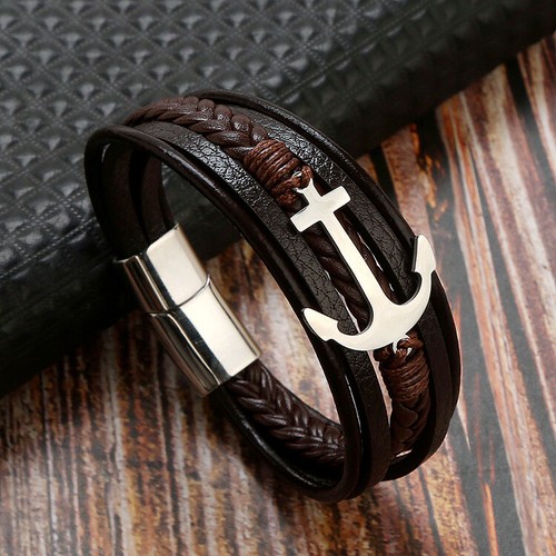 Anker lederarmband mit