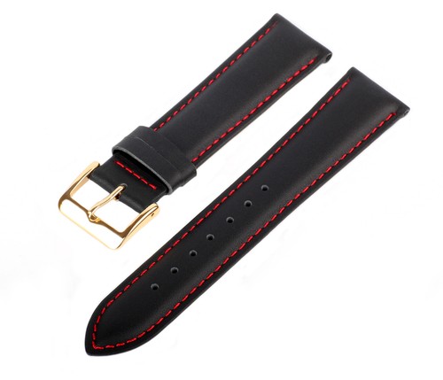 Uhren lederarmband schwarz rot - lederarmband, schwarz-rot