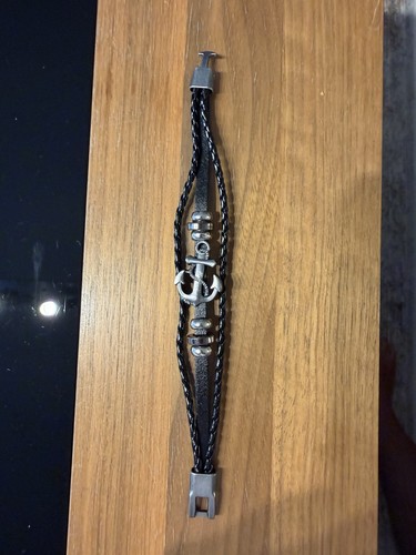 Lederarmband anker unisex - lederarmband,