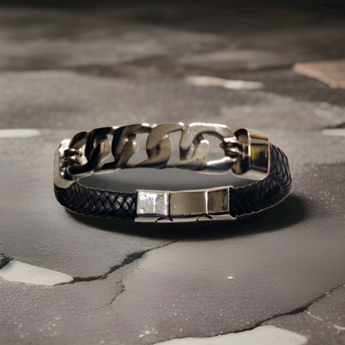 Armband leder metall - armband, leder/metall