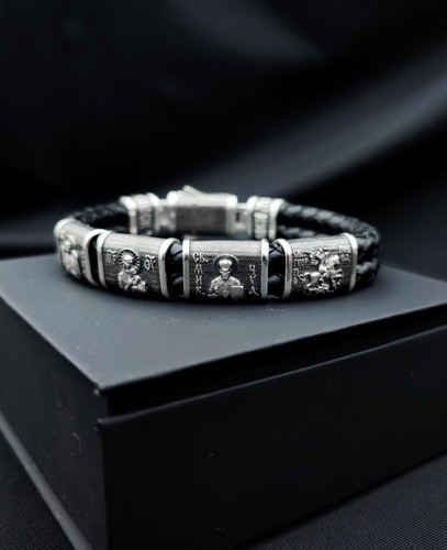 Armband silber leder orthodox - leder,