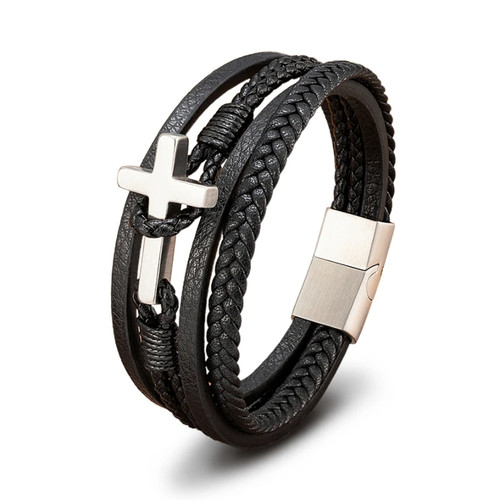 Armband herren leder edelstahl - leder,
