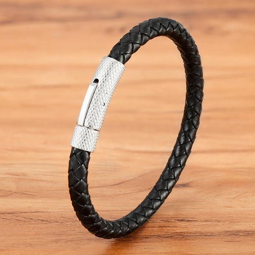 Echtleder armband titanstahl - echtleder,
