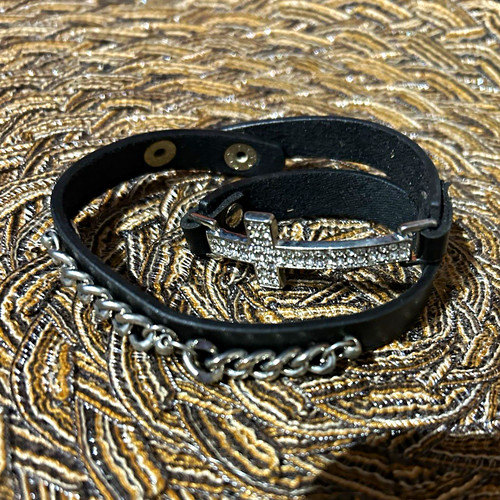 Lederarmband schwarz silber - lederarmband, schwarz/silber