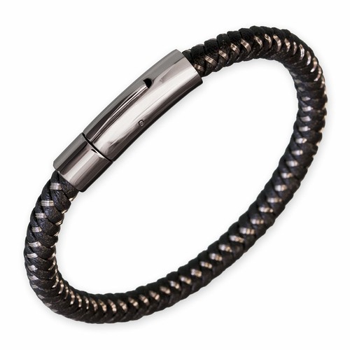 Armband edelstahl leder damen - edelstahl,