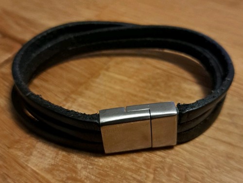 Schwarzes herren lederarmband - schwarzes,
