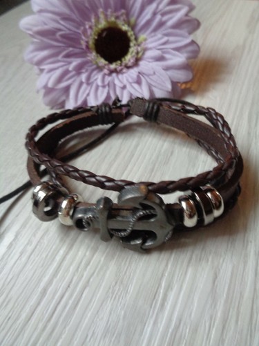 Echtes leder armband braun - echtes,