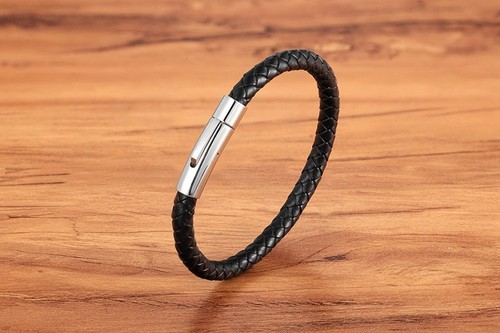 Echtleder armband titanstahl - armband,