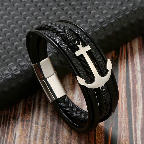 Anker lederarmband mit