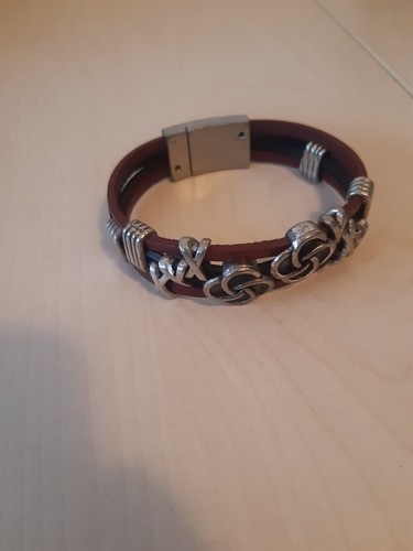Lederarmband rot silber metall - lederarmband,