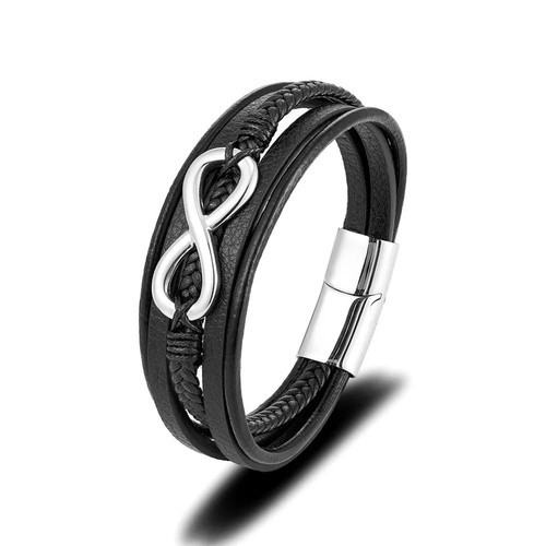 Herren leder armband schwarz - leder,