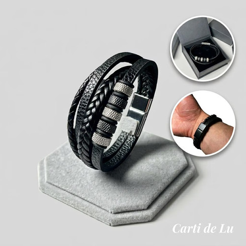 Herren armband leder edelstahl - leder,