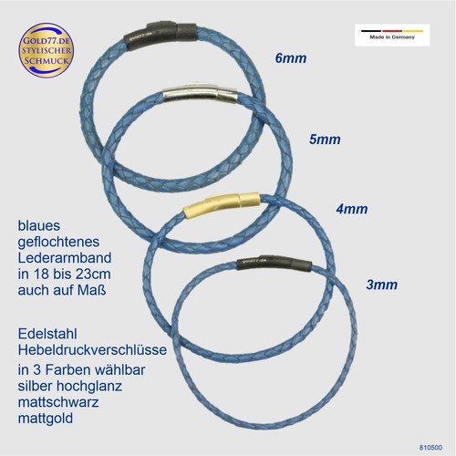 Leder armband geflochten blau - geflochten,