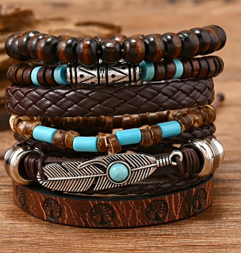 Herren armband set leder - herren,