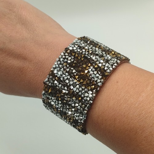 Armband leder steinbesatz - armband, gold