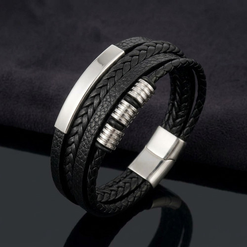 Herren leder armband schwarz - herren,