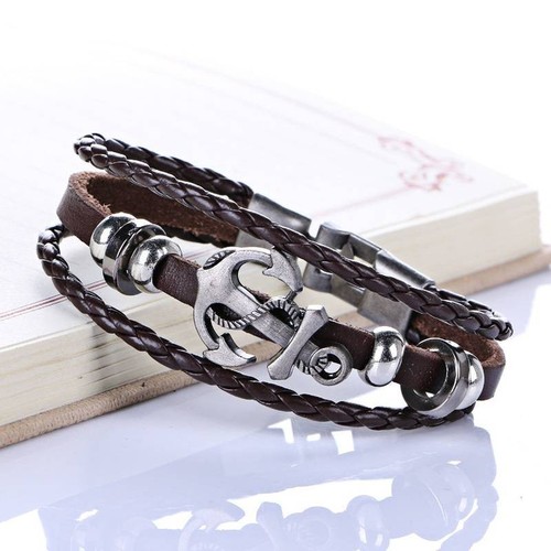 Lederarmband anker unisex - anker,
