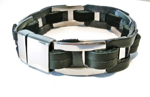 Herrenarmband leder edelstahl - herrenarmband,