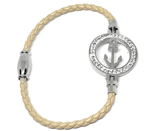 Armband edelstahl kunstleder - edelstahl,