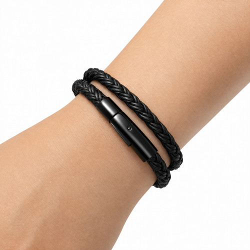 Edelstahl lederarmband herren - lederarmband,