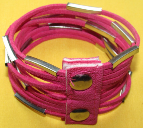 Kunstleder armband pink - kunstleder,