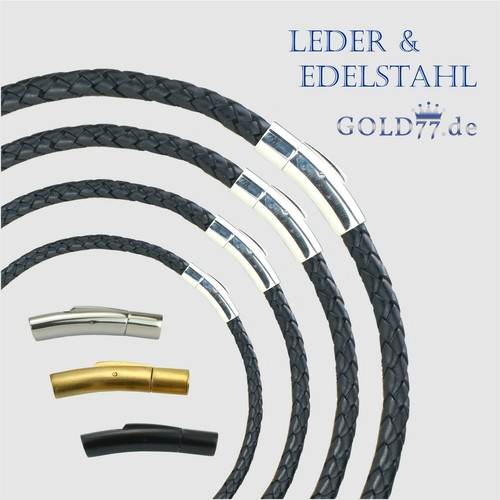 Lederkette geflochten schwarz - geflochten,