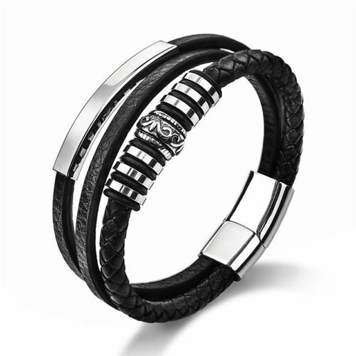 Armband herren leder edelstahl - armband,